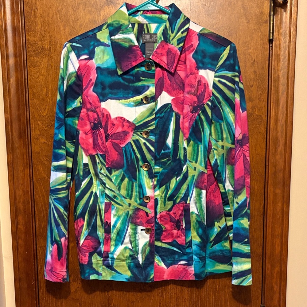 Additions by Chico's Multicolor Tropical Jacket